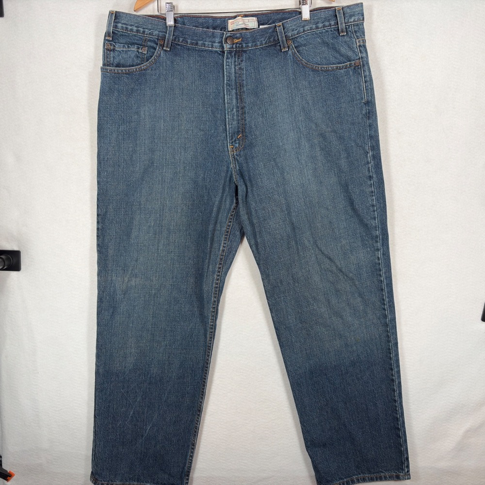 Levi Strauss Signature Mens Relaxed Fit Jeans 44x30 Medium Wash Blue Denim 90s